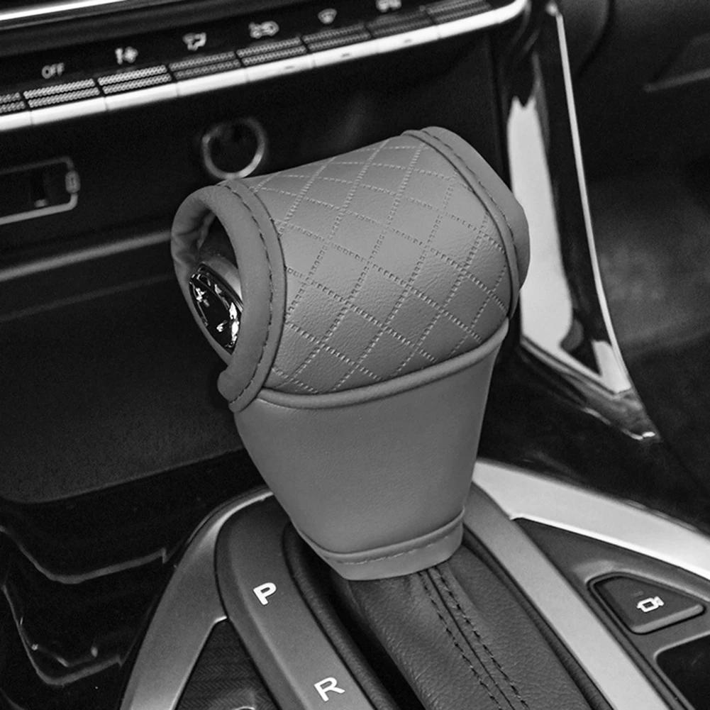 Car Gear Shift Cover PU Leather Shift Lever Cover Gearbox Shifter Knob Protector Gearshift Cover Car Interior Replacement Parts