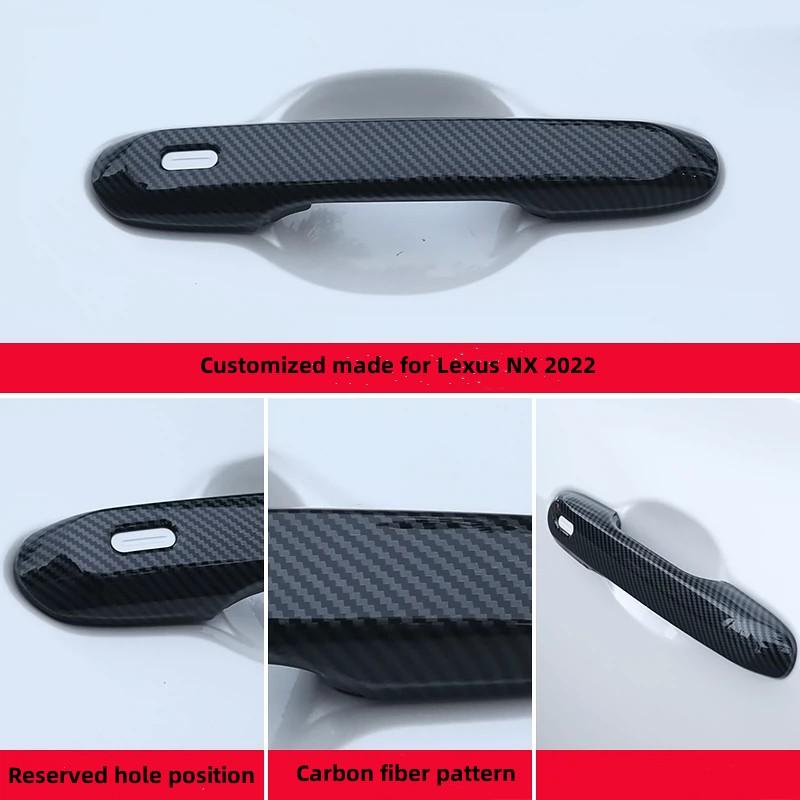 Car Door Handle Cover ABS Carbon Fiber Anti-Scratch Decoration Sticker For Lexus NX 2022 NX260 NX350h Auto Exterior
