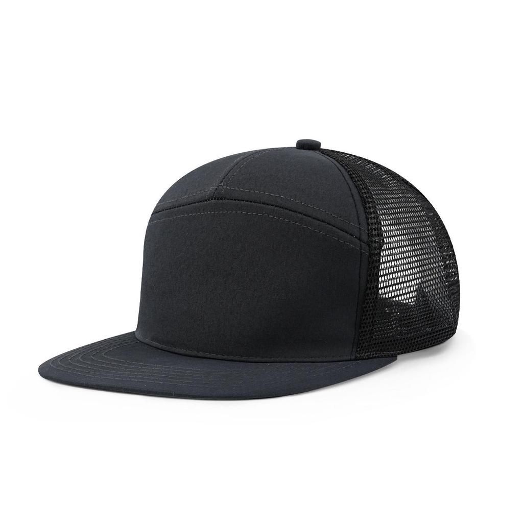Men's Seven-Panel Color-Block Curved Baseball Trucker Hat - Mesh Sunshade Cap