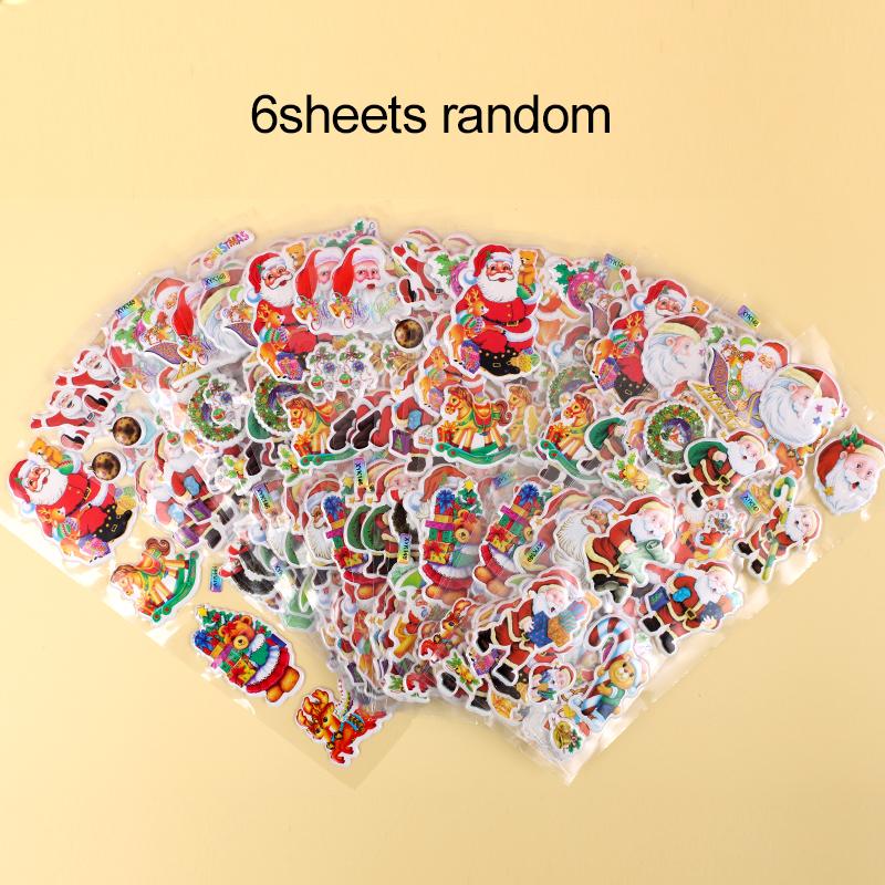 

6/12 листов детских объемных наклеек для детей, подарок на день рождения, Рождество для девочки, мальчика, скрапбукинг, мультяшные наклейки, Санта-Клаус TMZ