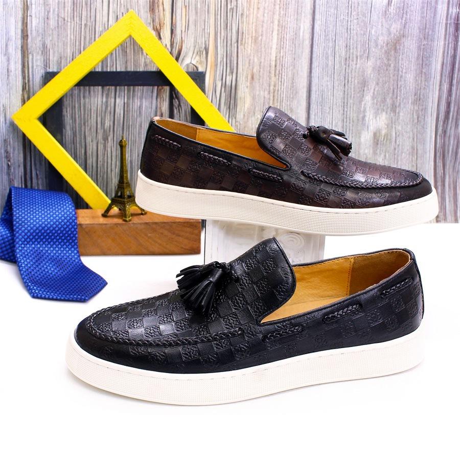 Men's Casual Leather Shoes, Genuine Leather Retro Fringed Loafers, Daily Versatile One-pedal Flat Shoes
