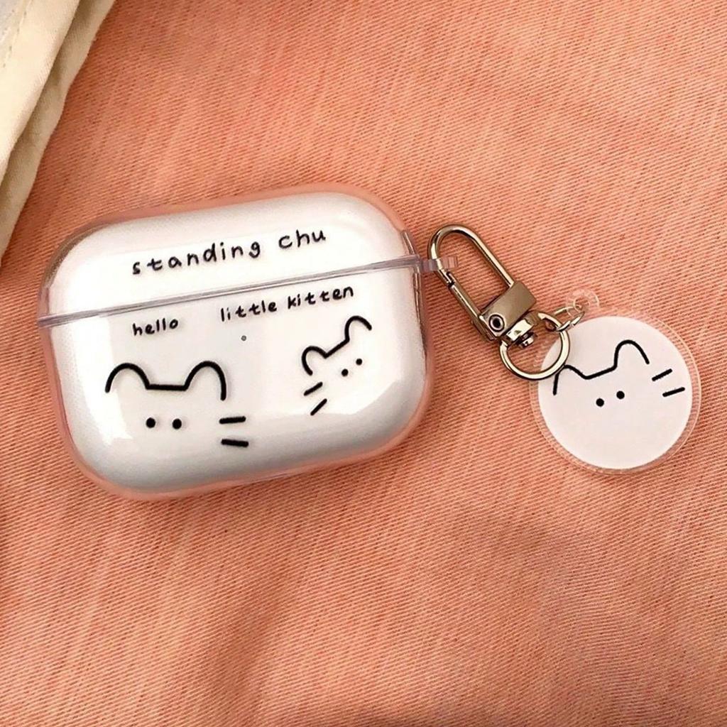 Line cat AirPods protective case Apple bluetooth headset ins wind transparent, spot