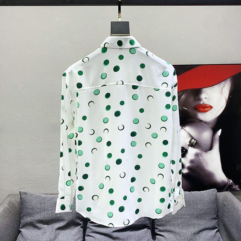 2023 New Spring and Autumn Fashion Polo Collar Print Slim Fit Hanging Korean Version High End Fashion Casual Simple Men's Shirt