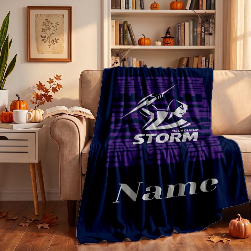 Melbourne Storm Custom Flannel Blankets Soft Warm Cozy Throws for Home Decor Holiday Gifts