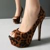 Sexy Leppard Women's High Heels Platform Party Shoes New 2025 Peep Toe Extreme Thin Heeled Pumps Dance Nightclub Shoes Female