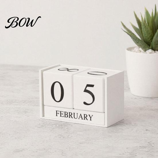 Durable Iron Art Calendar Metal Bird Perpetual Desk Calendar, Frame Desktop Office Accessory with Rotating Flip Month Date Display for Home