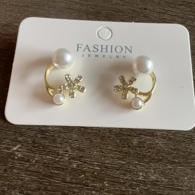 Floral Crystal Stud Earrings for Women, Elegant Minimalist Alloy Jewelry Party Christmas Gift