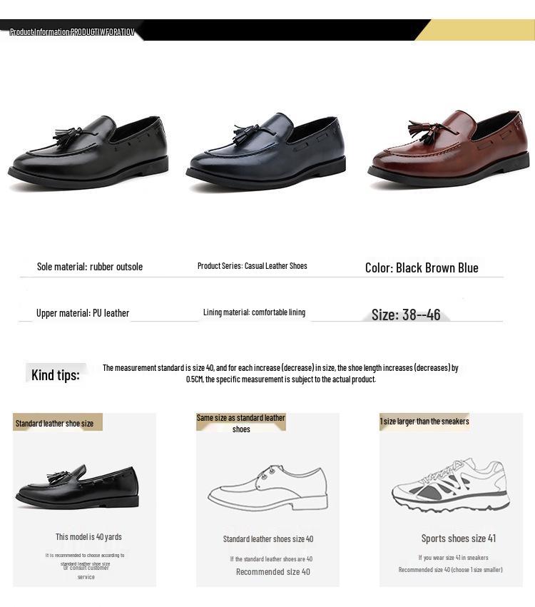 Large Men's British Style Casual Tassel Slip-On Leather Loafers