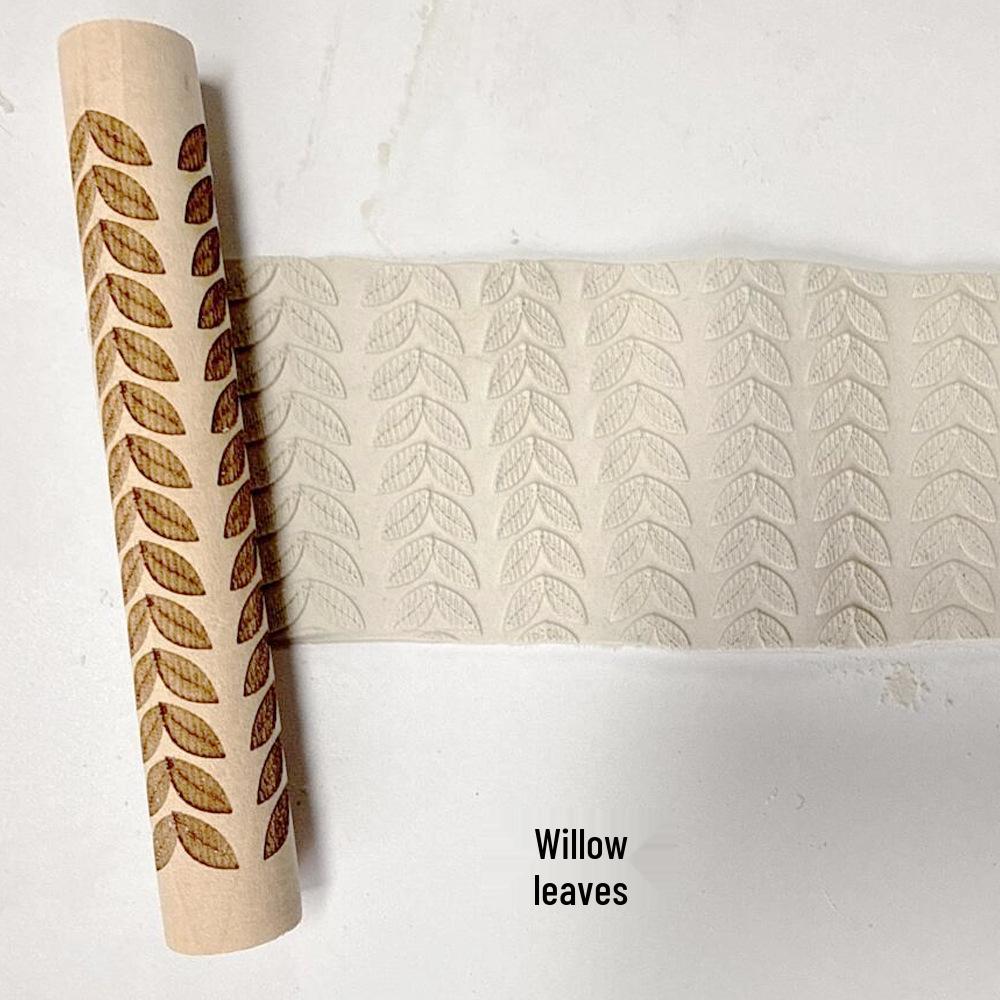 Wood Grain Embossed Rolling Pin for Clay and Baking