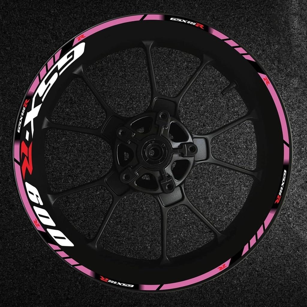 Stripe Stickers Motorcycle Wheel Hub Rim Decal Reflective Sticker for Suzuki GSXR600 Gsxr/600/R/600R Gsx-r 600 R600 (Color : L)
