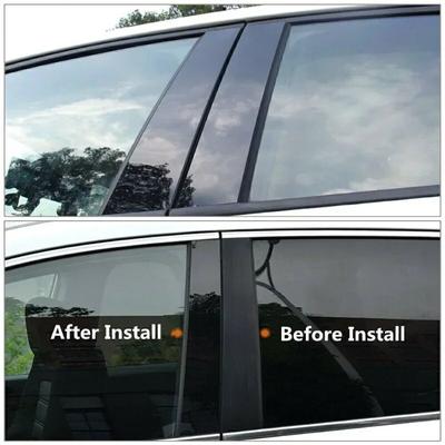 6Pcs Glossy Black Car Pillar Posts Trims Fit For Peugeot 208 2020 2021 2022 2023 2024 Auto Door Window Exterior Posts Stickers