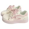 Pink thick baseplate shoes female Korean version 2025 autumn new chic niche design breathable student sports little white shoes