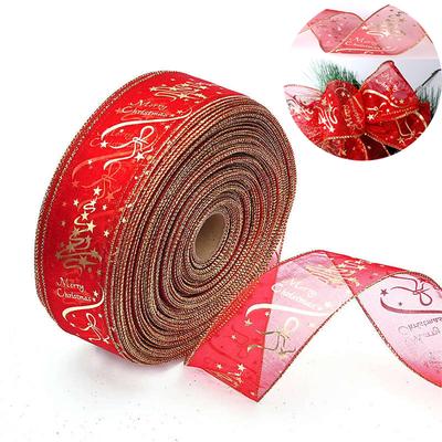 Printed Christmas Red Ribbon 2M Ribbon Tree Decorative Tree Decorative