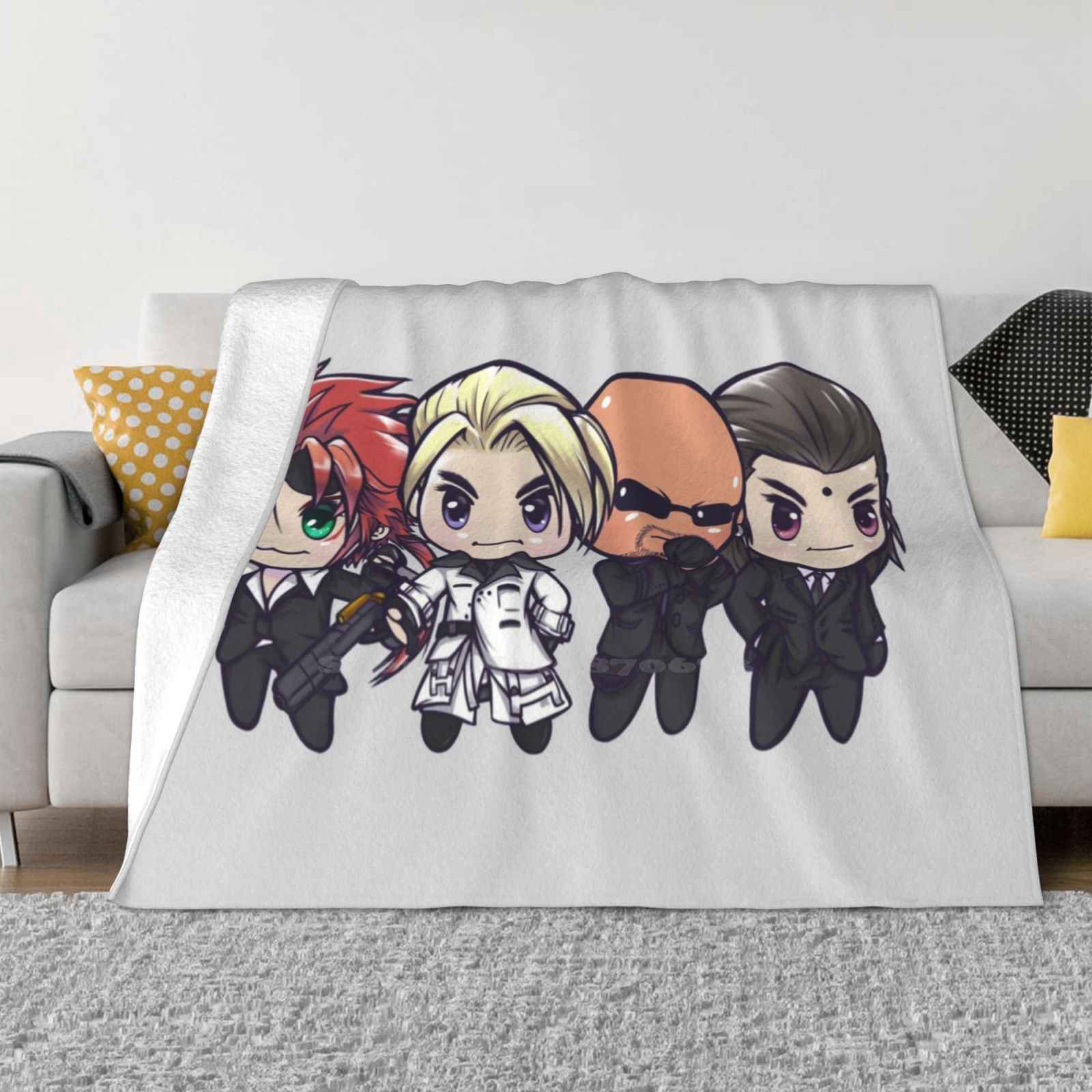 Shinra Turks Super Warm Soft Blankets On Sofa/Bed/Travel Final Fantasy Vii Remake Chibi Game Rufus Tseng Reno Rude Turks Cia 30x40in