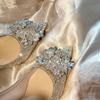 688-8 Hochzeitsschuhe, Damen Xiuhe Hochzeitskleid, zwei Kristallschuhe, neue Brautschuhe, Champagner Strass High Heels