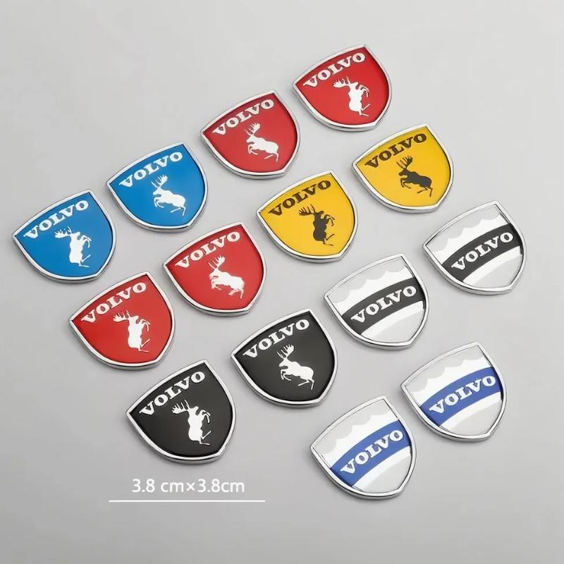 Bjs8 2pcs/car Shield Metal Logo Side Car Sticker Decorative Accessories Suitable for Volvo Rdesign Polestar AWD V50 S60 XC60 S80 XC40