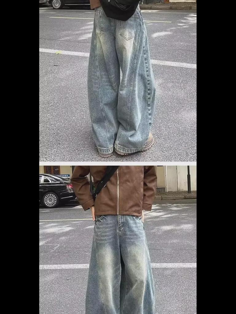 2024 Chlapecké džínové džíny s širokými nohavicemi rovného střihu - Trendy ležérní šavlové kalhoty na jaro a podzim