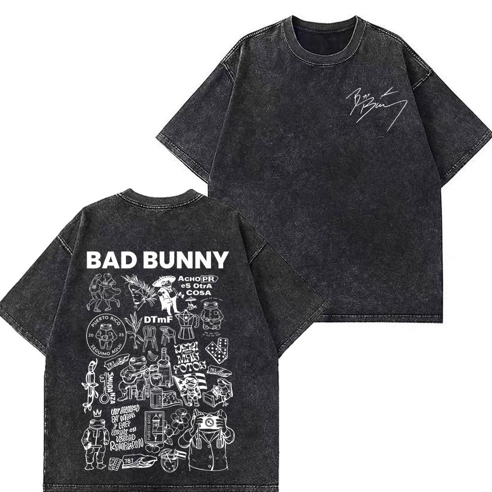 

Rapper Bad Bunny Tour Debi Tirar Mas Fotos DTMF Merch Vintage Washed Tees Unisex Women Fashion T Shirts Cotton Casual Tshirts S