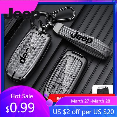 For Jeep Zinc Alloy Wood Grain Car Key Case For Jeep Grand Cherokee WK2 KL Wrangler Renegade JK Commander Compass 2018 2022 A