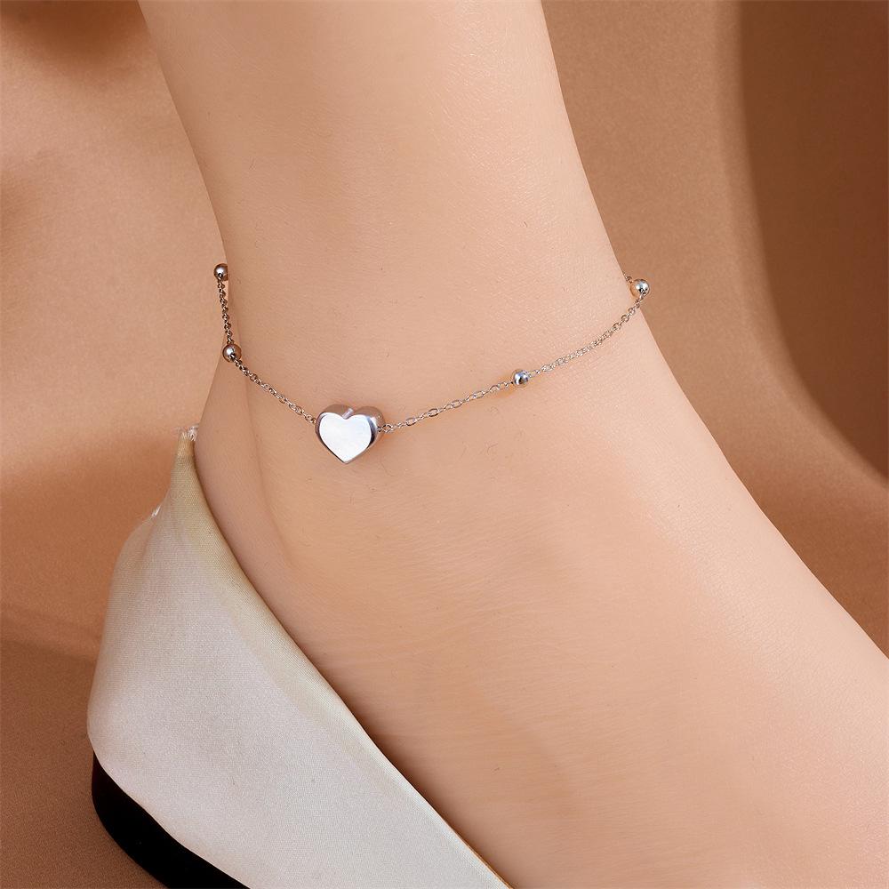 Tide Double-Layer Heart Anklet: 18K Gold-Plated Titanium Steel, Non-fading Fashion Light Luxury for Women