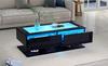 100*50*35cm Coffee Table, High Gloss Sofa Table, Living Room Table with Drawers, Coffee Table with LED Light, Glass Top, Black
