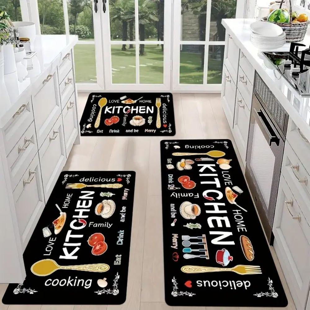 VIKAMA 2pcs Kitchen Floor Mats Are Machine Washable And Suitable For Living Rooms, Dining Rooms, Kitchens And Home Decoration