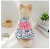 Dog Princess Dress Print Summer with Bowknot Button Sweet Cute Puppy Cat Skirt Thin Pets Wedding Party Chihuahua Clothes