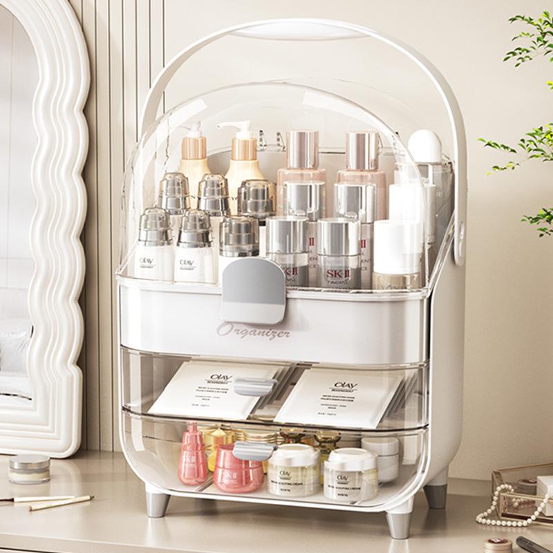 Luxury Style Cosmetic Storage Display Rack Premium Large-Capacity Dustproof Organizer for Lipstick Face Mask Skincare