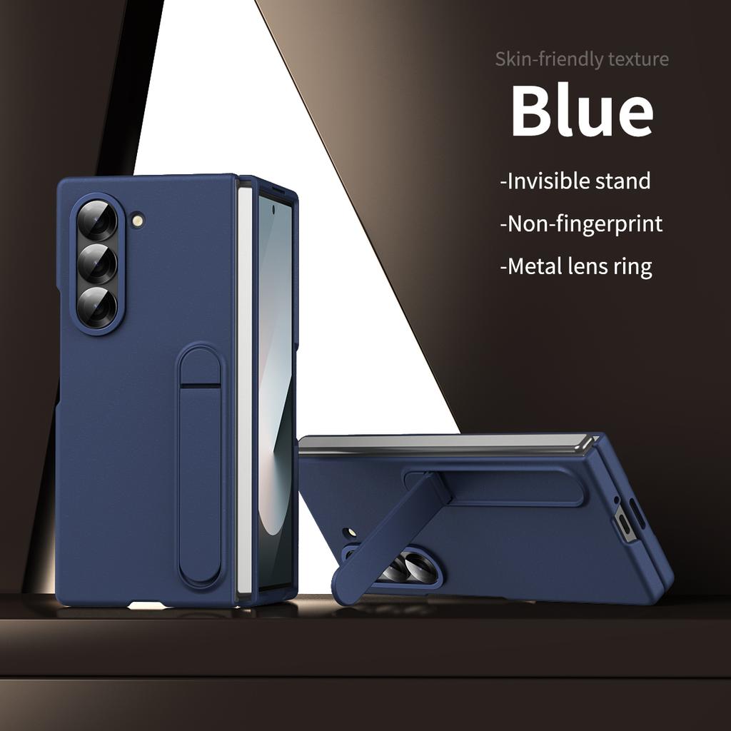 Alloy Metal Lens Protect Phone Case for Samsung Galaxy Z Fold 7 6 5 4 3 Ultra-thin Skin Feel Kickstand Shockproof Cover