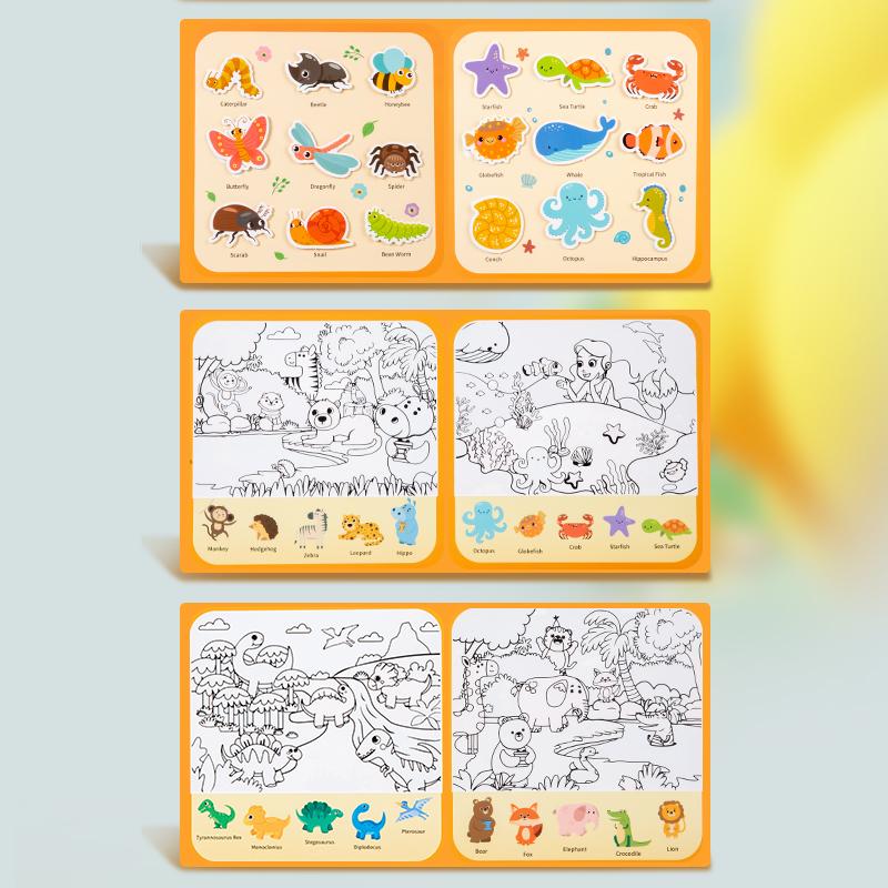 2-in-1 Children's Early Learning Toy: Water-based Drawing Book, Allows Repeated Drawing and Painting (Quiet Activity Book)