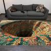 2D Rug Pit with Traditional Motifs, Deep Hole Effected Rug 3D Hole Look Carpet Gift for Kids Room Decoration Living Room Rugs