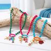 Sea Series Starfish Charms Necklace Ornaments Colorful Bohemian Resin Beaded Necklace Adjustable Beach Beaded Necklace