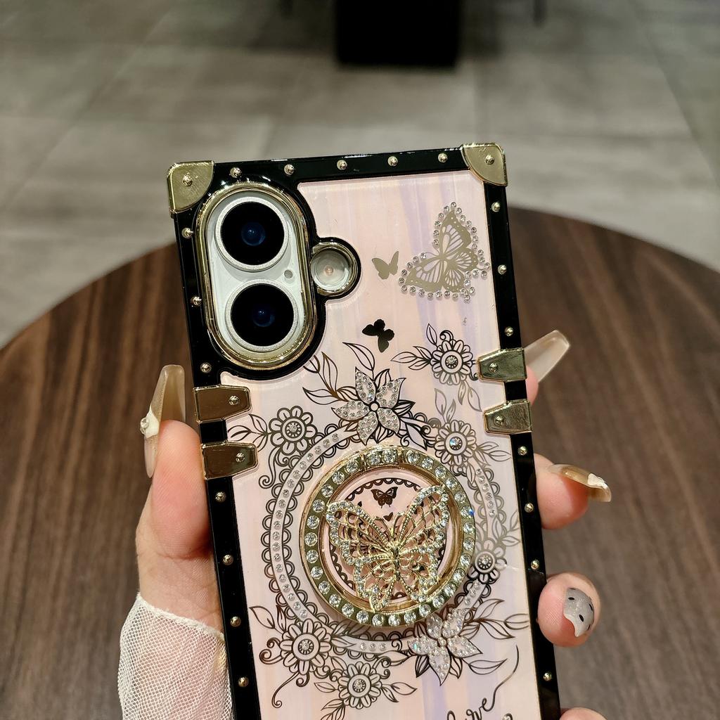 For iPhone 17 Cases Rhinestone Decor Butterfly Pattern TPU + PC Phone Cover