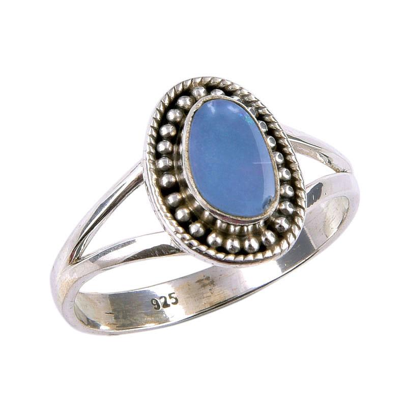 Natural Australian Opal Gemstone 925 Solid Sterling Silver Ring Size 9.5 i5Q82