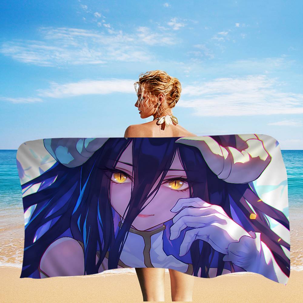 Gamer Albedo Anime Sexy Girls Microfiber Printed Beach Towel Mountain Climbing Yoga Beach Swimming Running Absorbent Soft Towel
