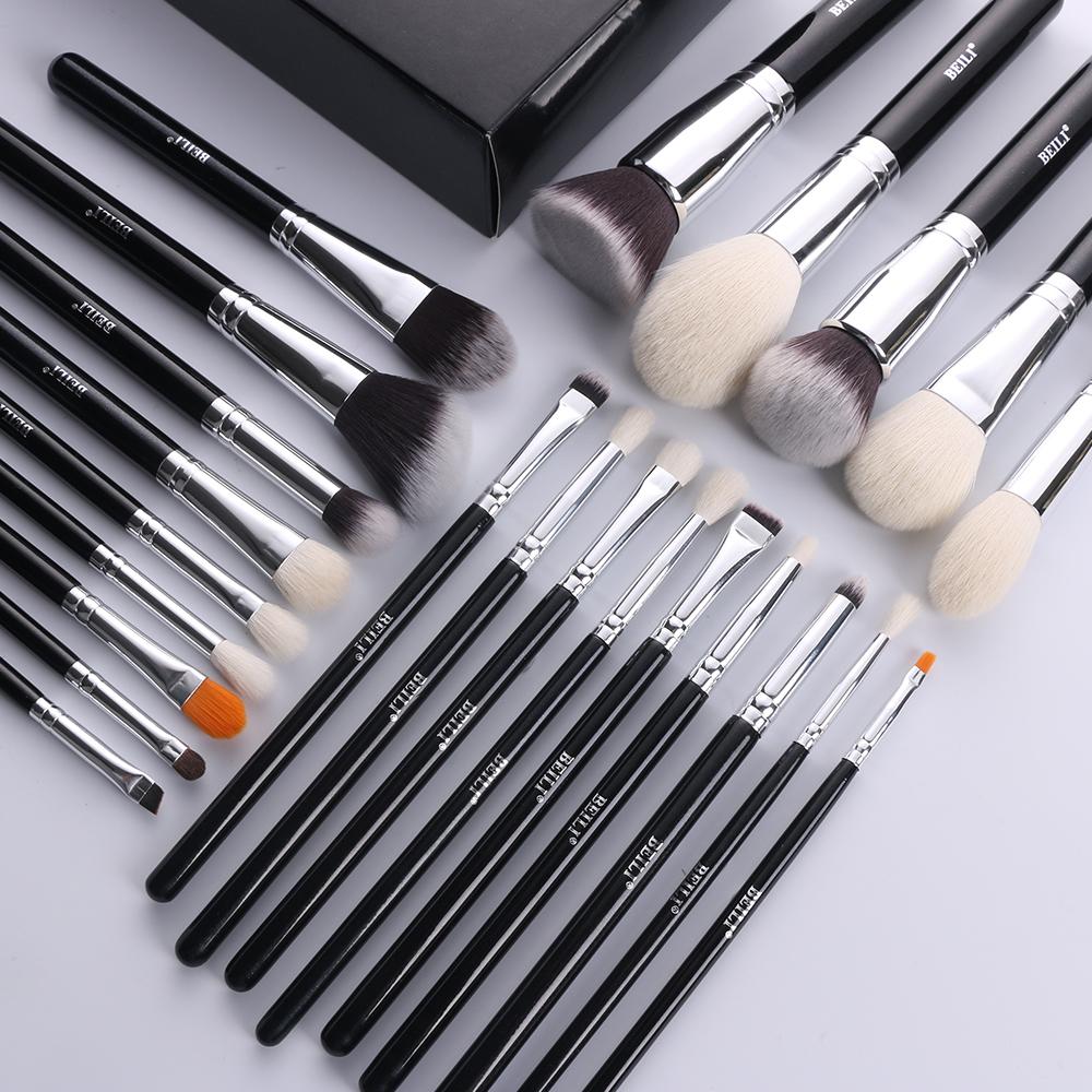 EILI Black 23 Pcs Make Up Brushes Tools Foundation Eyeshadow Eyelash Eyebrow Brush Professional Makeup Brushes Set Natural Hair