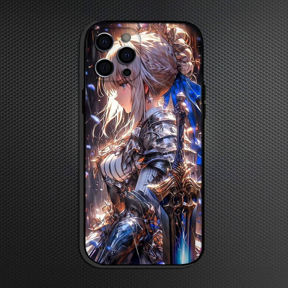Fate Zero Stay Night Saber  Phone Case For iPhone 16,15,14,13,12,11 Plus,Pro Max, Soft Silicone Black Cover