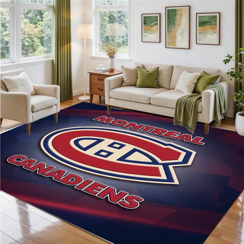 Montreal Canadiens Design Crystal Velvet Rug Soft Decorative Mat for Bedroom Entrance