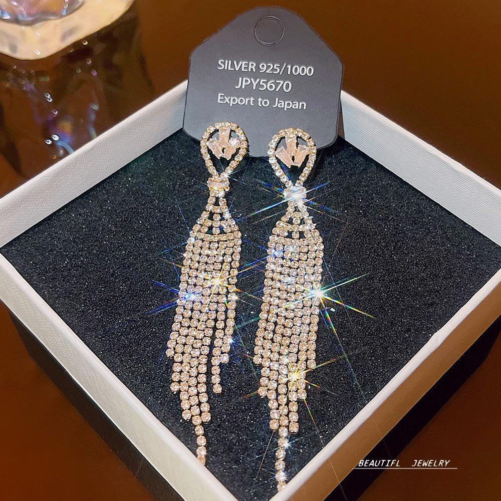 925 Silver Needle Tassel Pearl Earrings: High-End Celebrity Design for Women