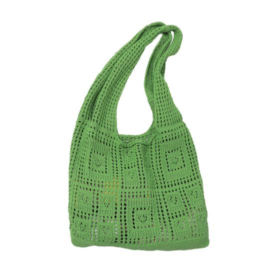 Women Shoulder Bag Wide Straps Large Capacity Solid Color Handbag Commuting Style Decorative Knitting Shoulder Bag