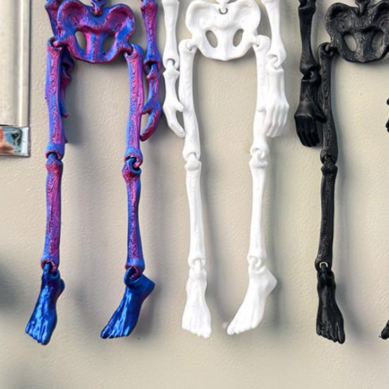 5Pcs 3D Printed Skeleton Refrigerator Magnet Poseable Skeleton Figurine with Movable Joints Halloween Gothic Skeleton Fridge Magnetic Decoration