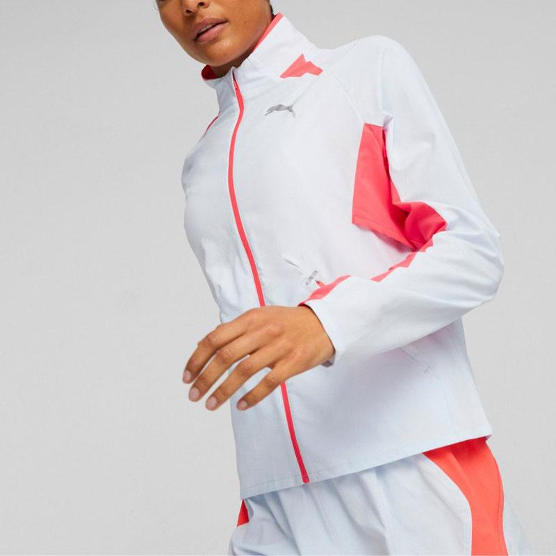 Puma Run Ultraweave Jacket Color Block Loose Fit Stand Collar Zip Retro Sports Jacket Women jackets Fire-Red 524556-69
