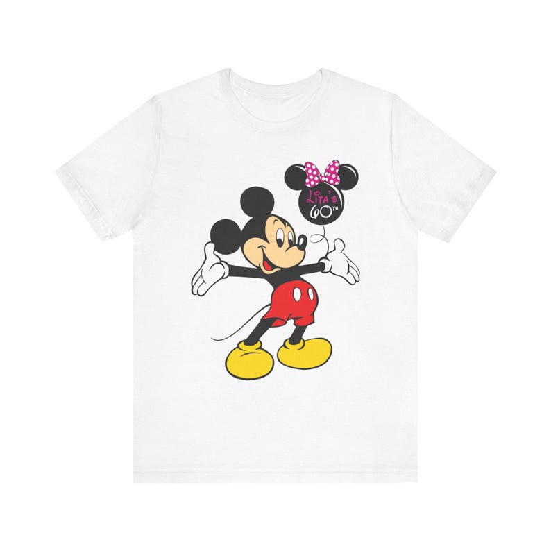 Mouse Character Tee | Graphic T-Shirt, Pink Black Yellow 150