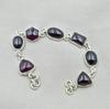 925 Sterling Silver Garnet Link Bracelet Natural Gemstone Handmade Artisan Jewelry Gift for Her