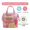 Insulated Lunch Bag Solid Color Oxford Cloth Waterproof Metal Zipper Portable Lunchbox for Commuting Pink