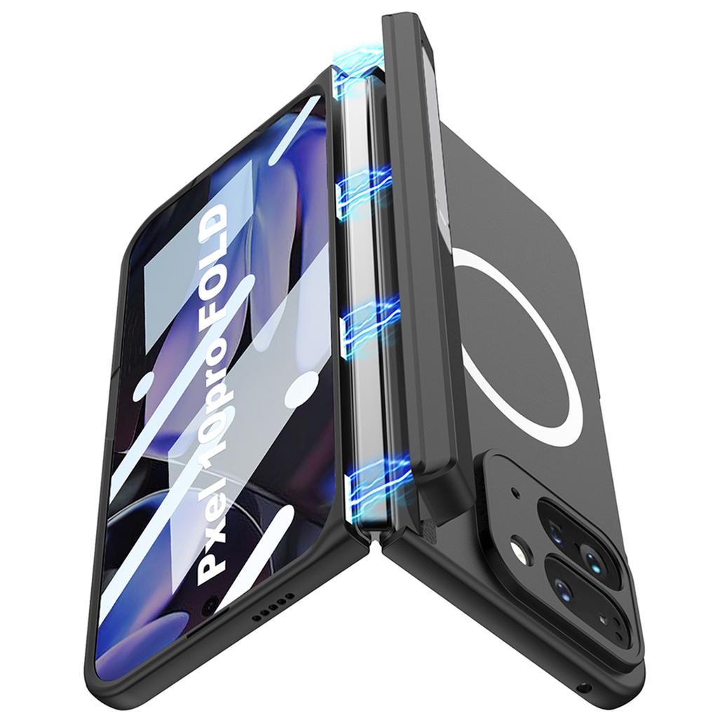 GKK For Google Pixel 10 Pro Fold Magnetic Case Hinge Protection PC+Tempered Glass Kickstand Phone Cover