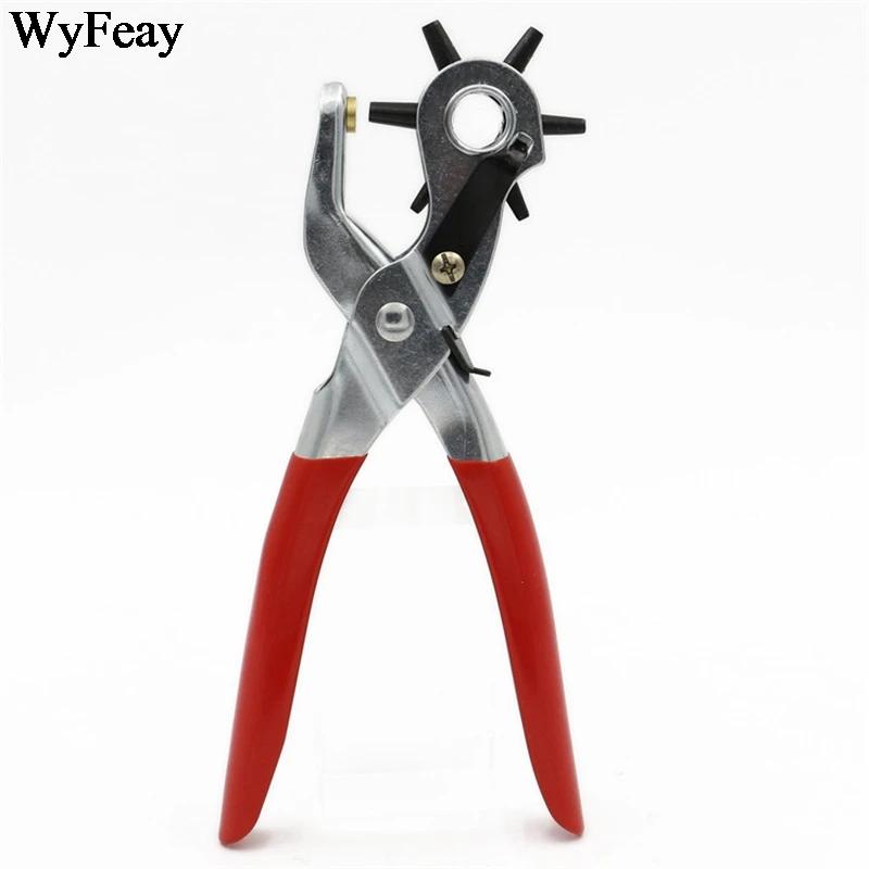 Genuine Leather Craft Tools Belt Hole Punch Plier Eyelet Puncher Revolve Sewing Machine Setter Tool Watchband Strap Household Paper Diy
