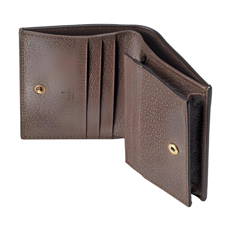 Gucci Diana Bamboo Buckle Jumbo Super Double G Logo Double Fold Canvas And Leather Card Wallet Women Wallet Ebony Camel Brown 658244-UKMBT-2572