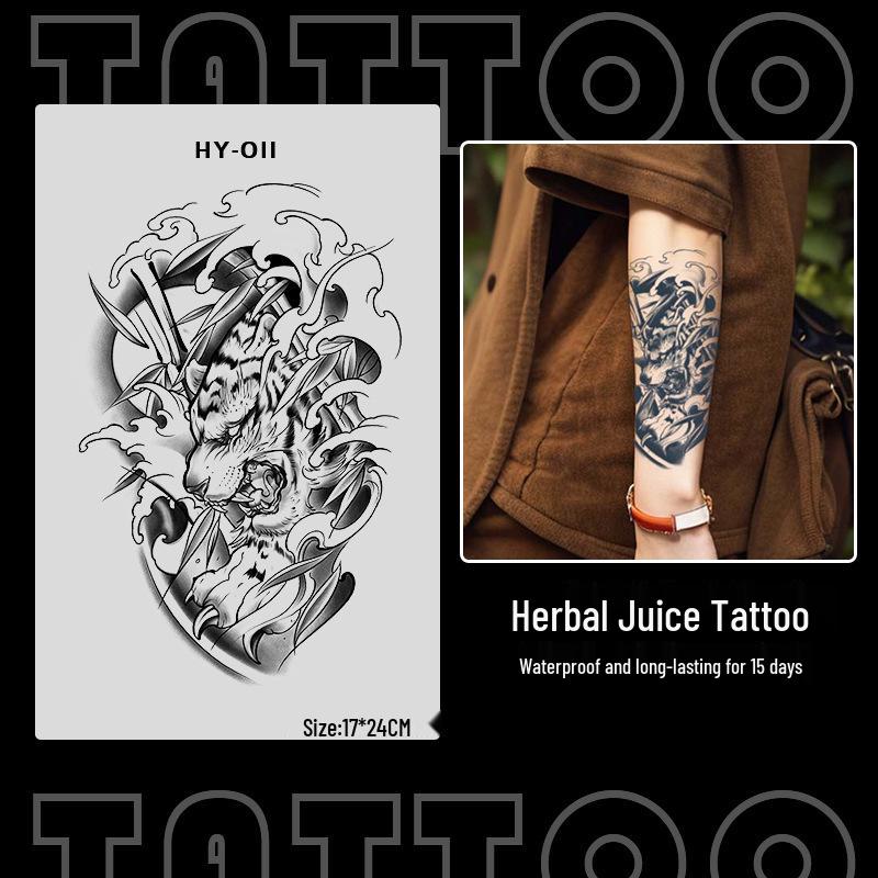 Japanese Traditional Tattoo Waterproof Sticker: Men's Long-lasting Floral Arm Pattern.