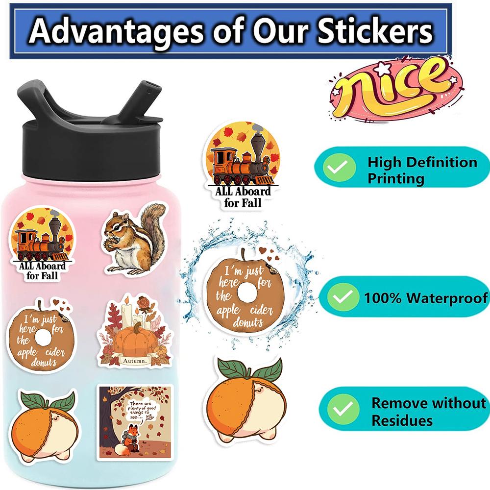 50PCS Fall Autumn Forest Sticker For Desk Refrigerator Computer Skateboard Waterproof Personality Creative Sticker
